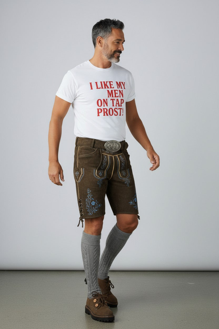 Crewneck Relaxed Fit Tee Shirt |I LIKE MY MEN ON TAP PROST!| CONVERSATION COLLECTION