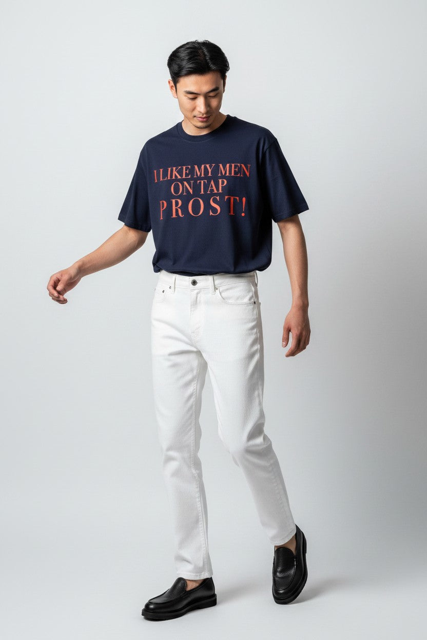 Crewneck Relaxed Fit Tee Shirt |I LIKE MY MEN ON TAP PROST!| CONVERSATION COLLECTION