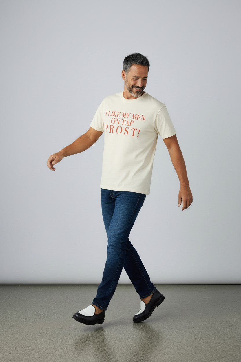 Crewneck Relaxed Fit Tee Shirt |I LIKE MY MEN ON TAP PROST!| CONVERSATION COLLECTION