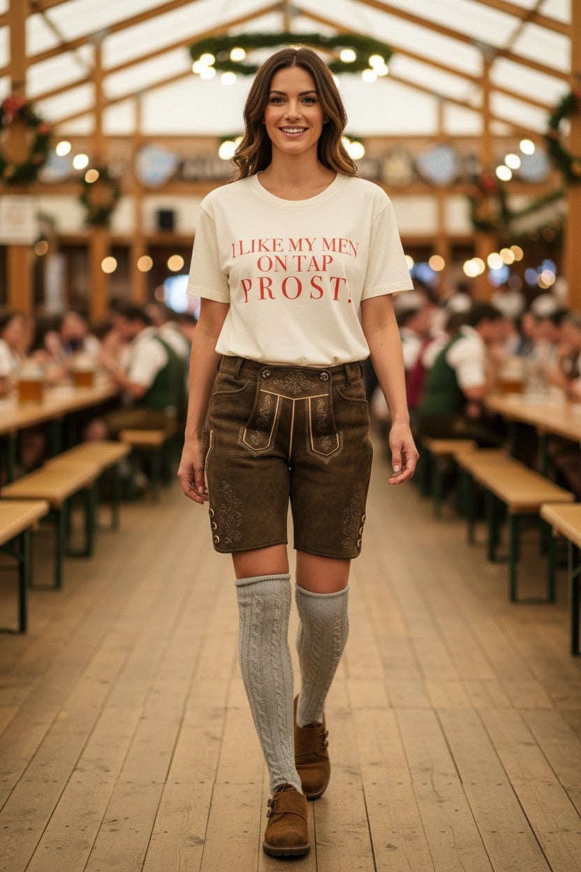 Crewneck Relaxed Fit Tee Shirt |I LIKE MY MEN ON TAP PROST!| CONVERSATION COLLECTION