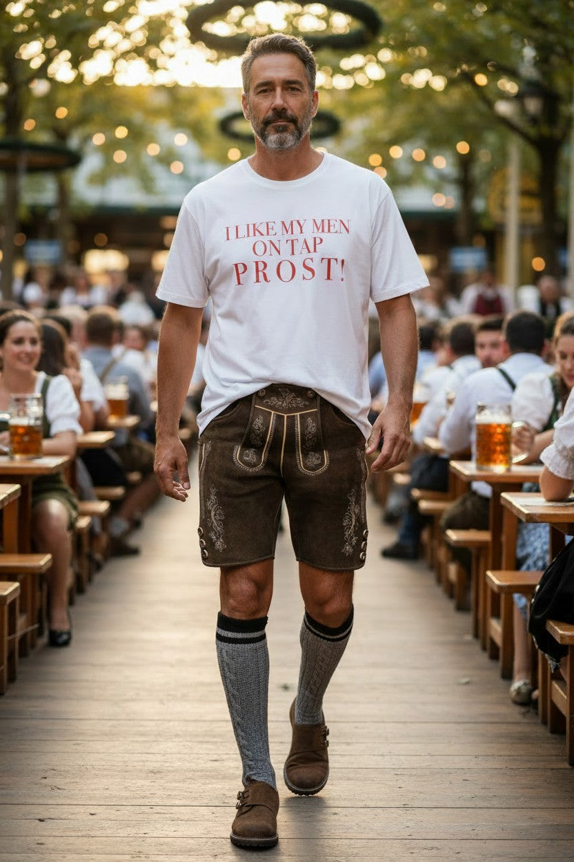 Crewneck Relaxed Fit Tee Shirt |I LIKE MY MEN ON TAP PROST!| CONVERSATION COLLECTION