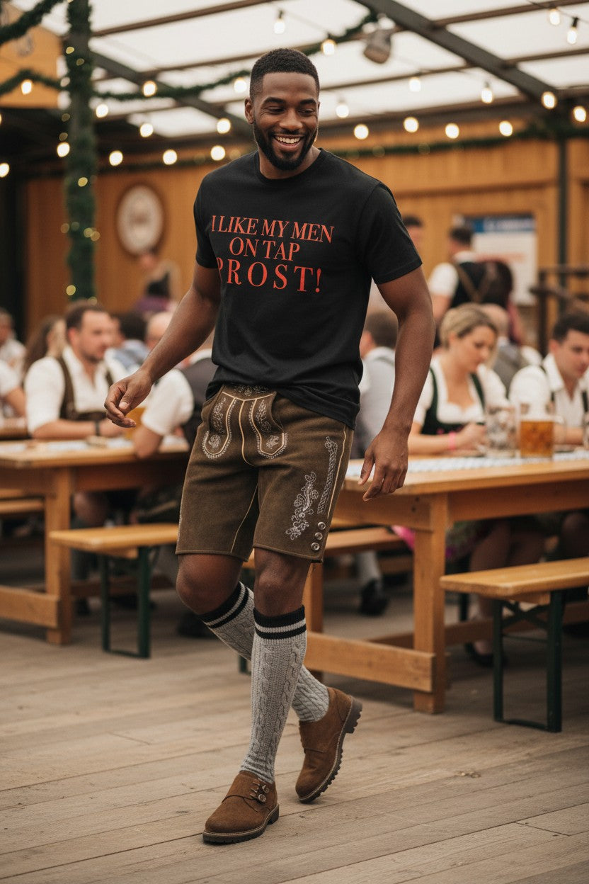 Crewneck Relaxed Fit Tee Shirt |I LIKE MY MEN ON TAP PROST!| CONVERSATION COLLECTION