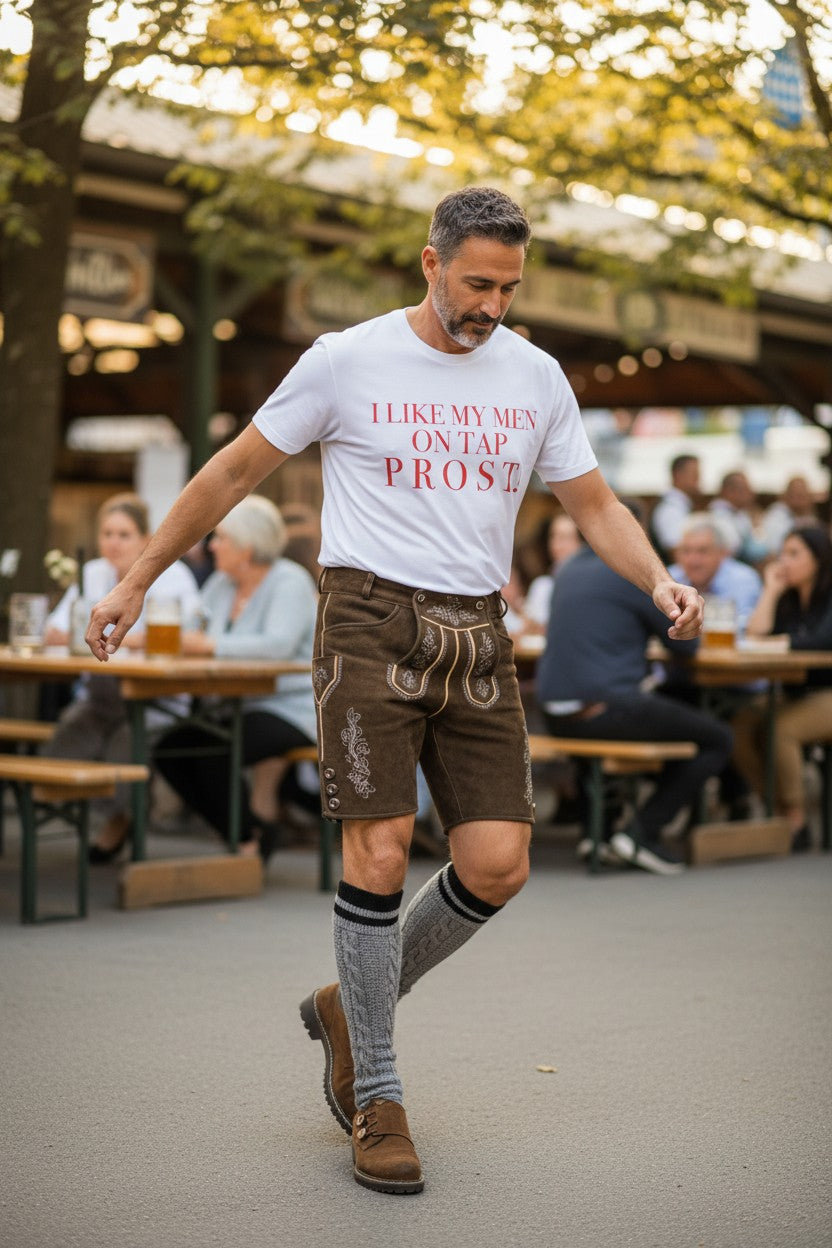 Crewneck Relaxed Fit Tee Shirt |I LIKE MY MEN ON TAP PROST!| CONVERSATION COLLECTION