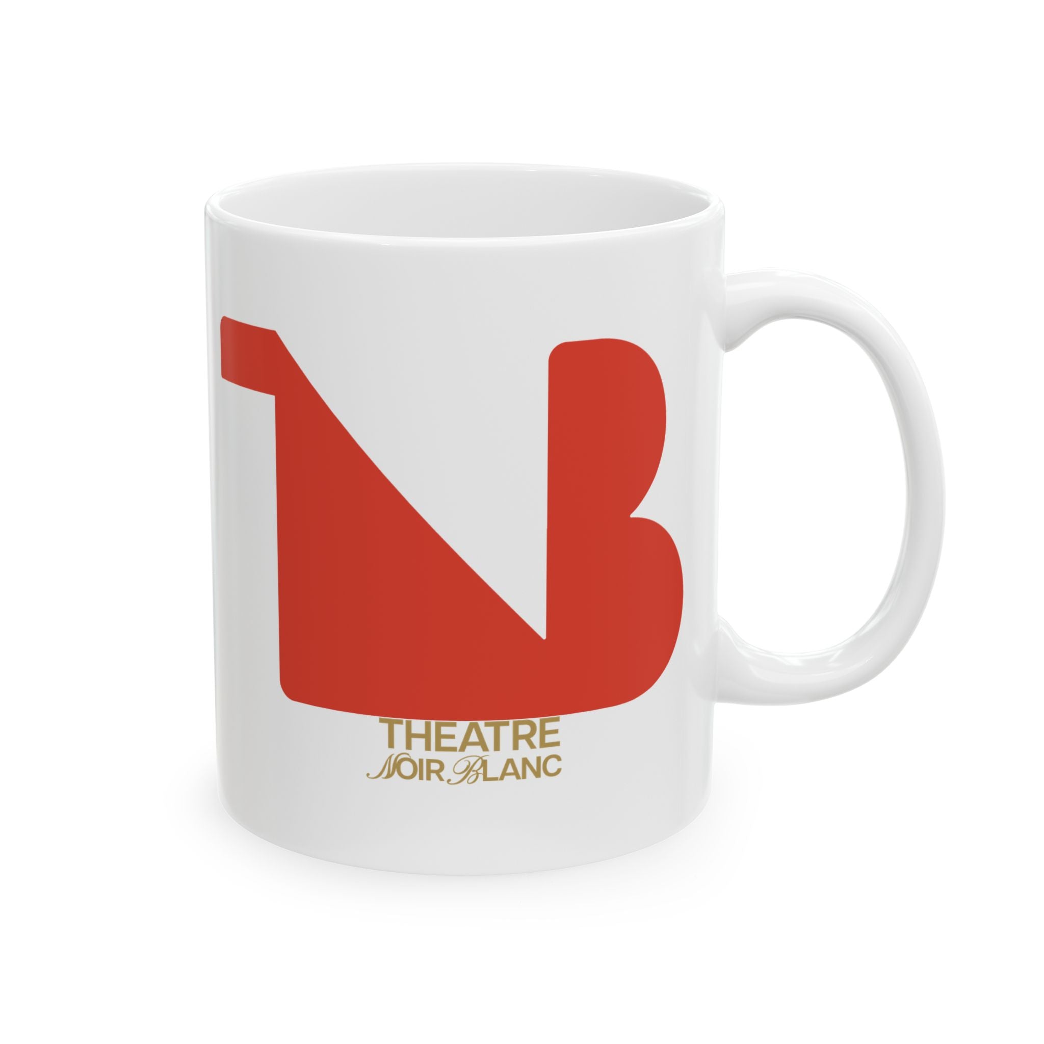 Theatre Noir Blanc Ceramic Mug - Red Logo