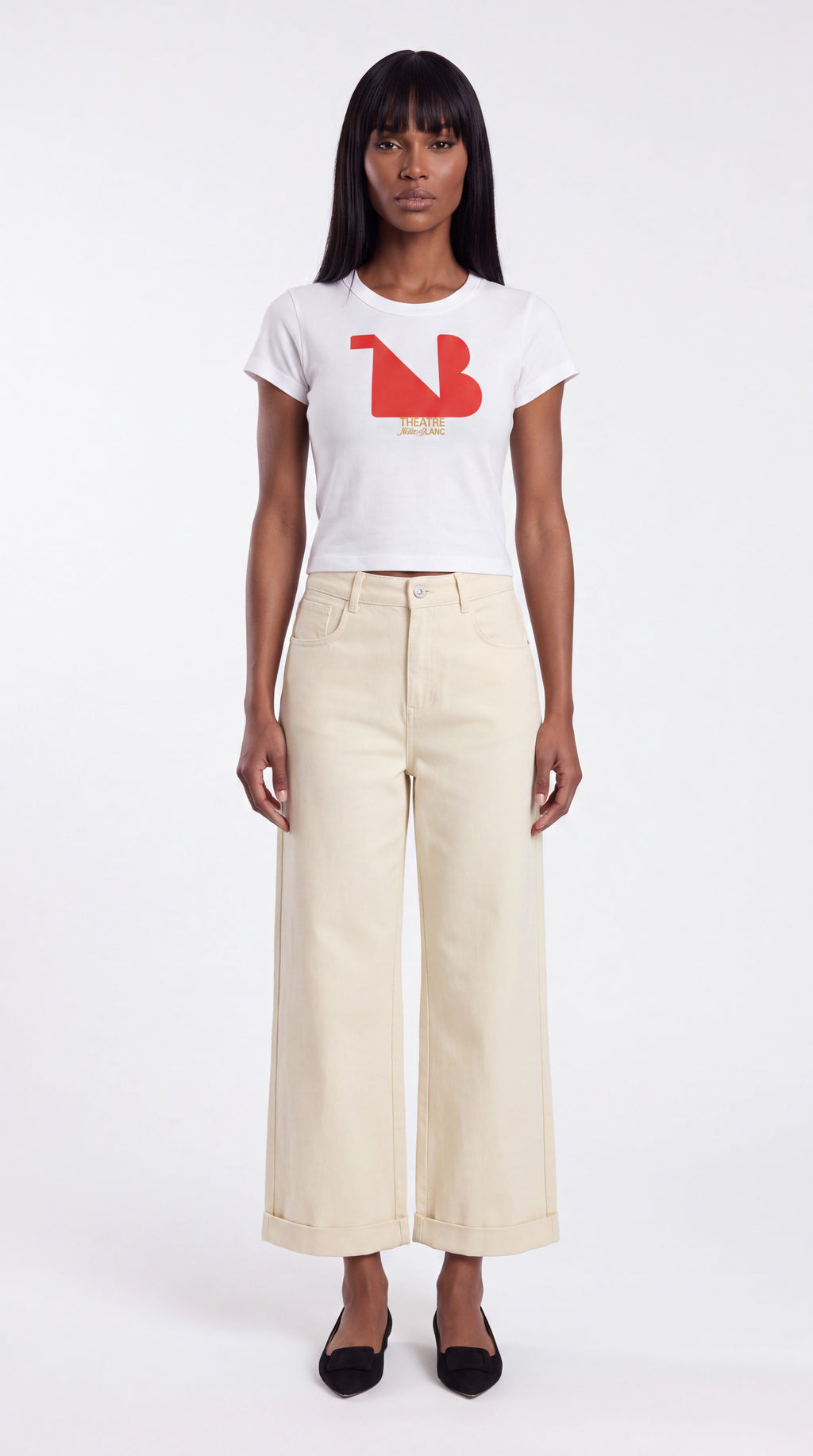 Women's Cropped Crewneck Tee Red Logo