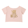 Off-Shoulder Rolled Hem Crewneck Tee| SHE WRITES THE RULES| CONVERSATION COLLECTION