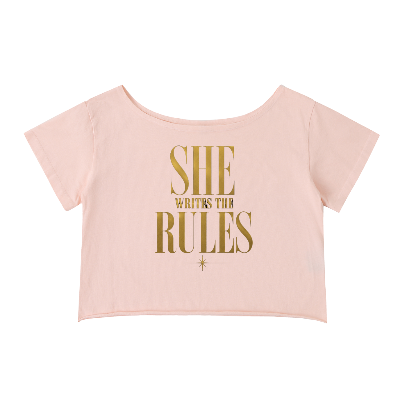 Off-Shoulder Rolled Hem Crewneck Tee| SHE WRITES THE RULES| CONVERSATION COLLECTION