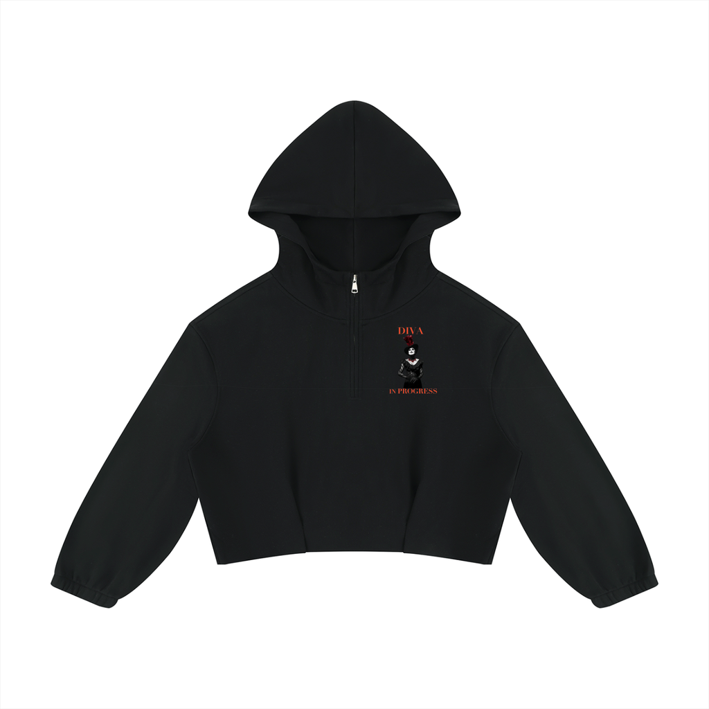 Women's Quarter-Zip Boxy Hoodie | DIVA IN PROGRESS