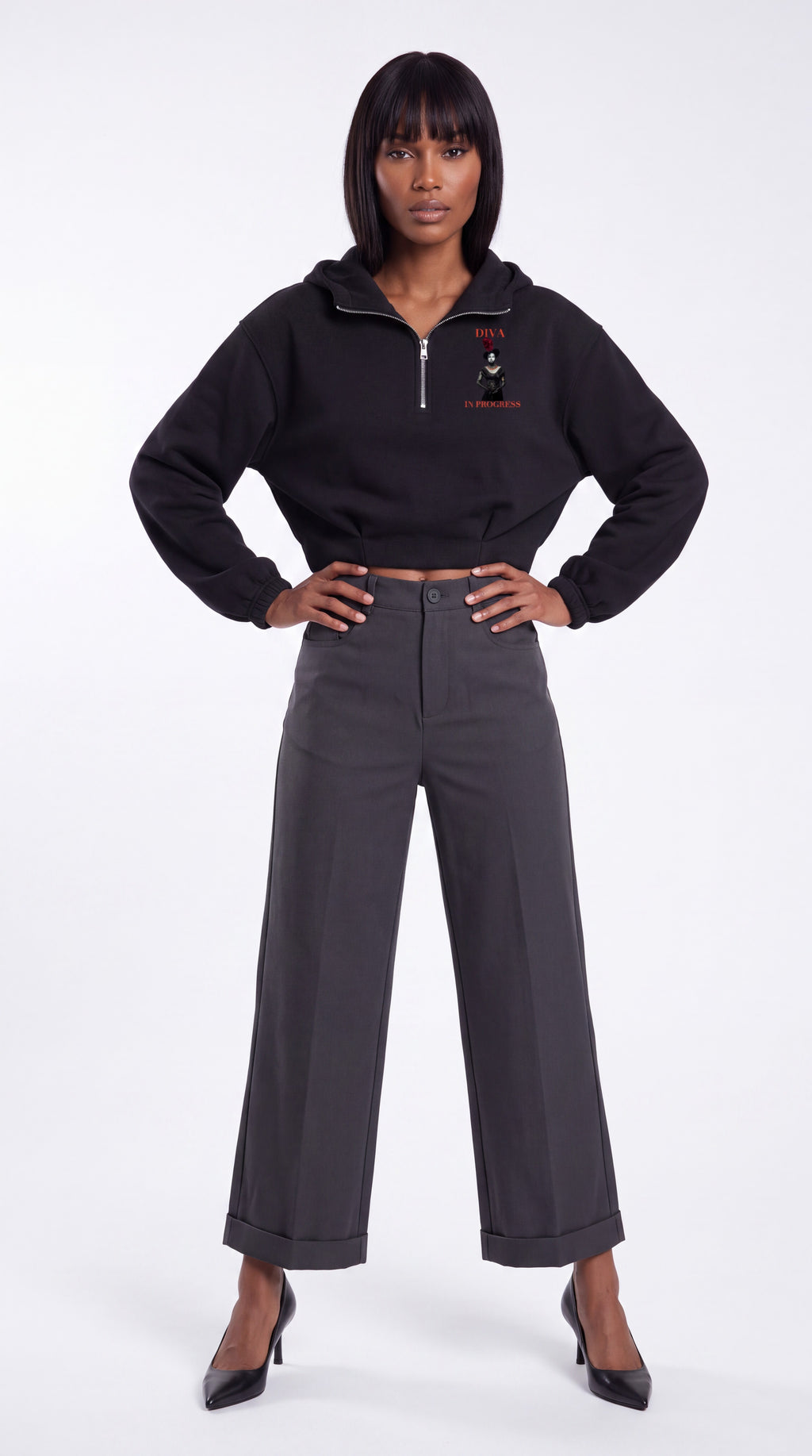 Women's Quarter-Zip Boxy Hoodie | DIVA IN PROGRESS
