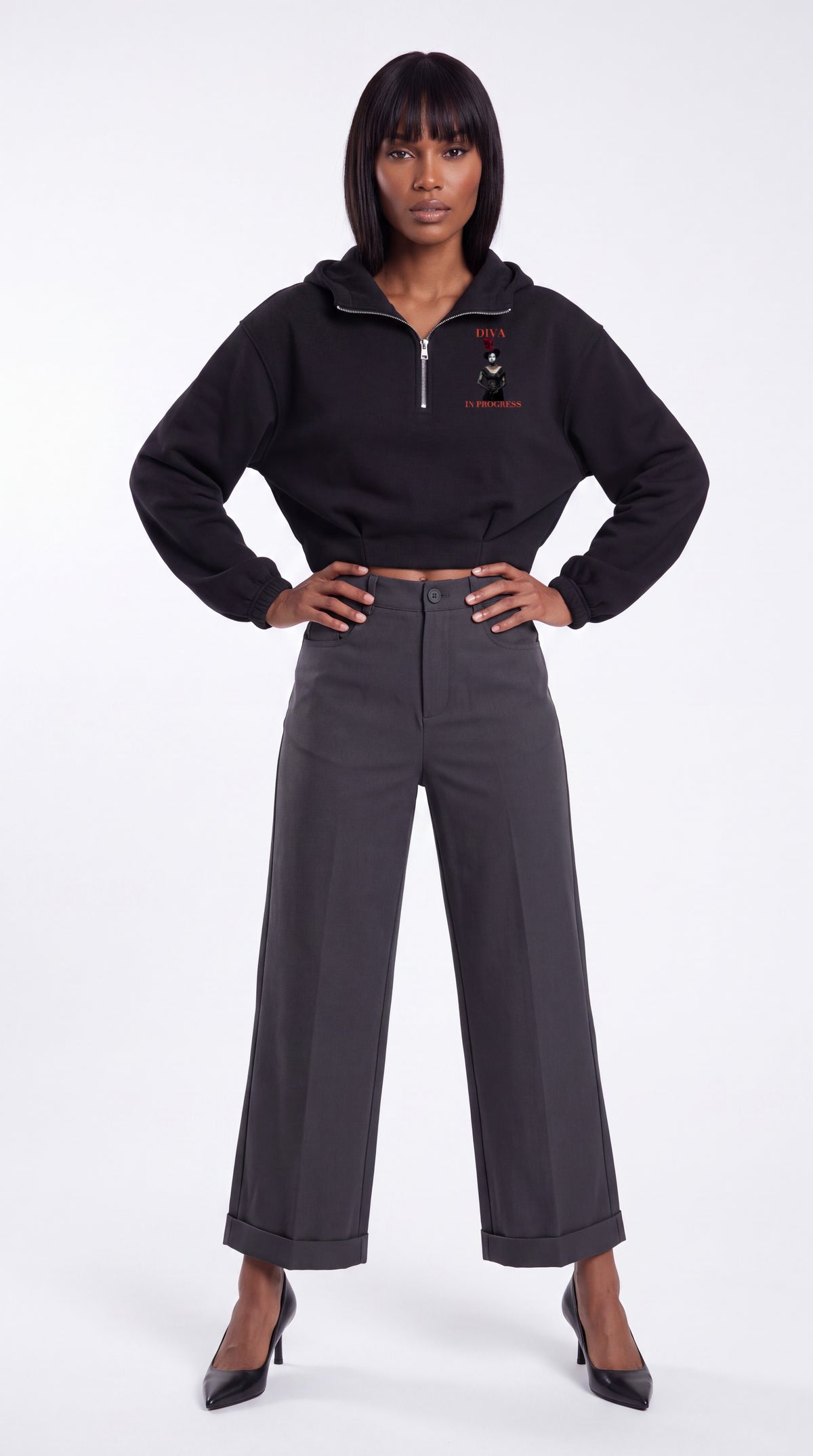 Women's Quarter-Zip Boxy Hoodie | DIVA IN PROGRESS