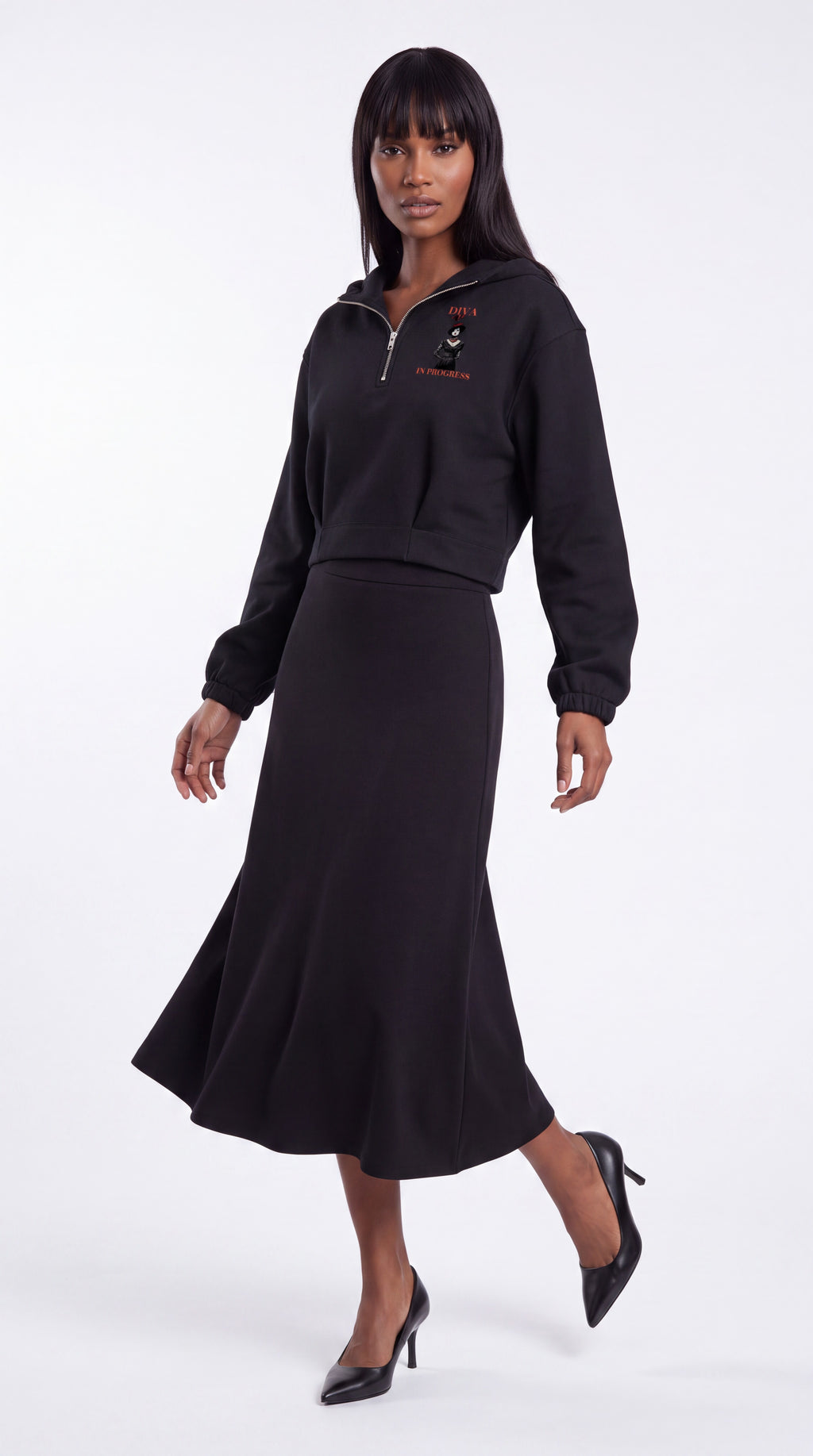Women's Quarter-Zip Boxy Hoodie | DIVA IN PROGRESS