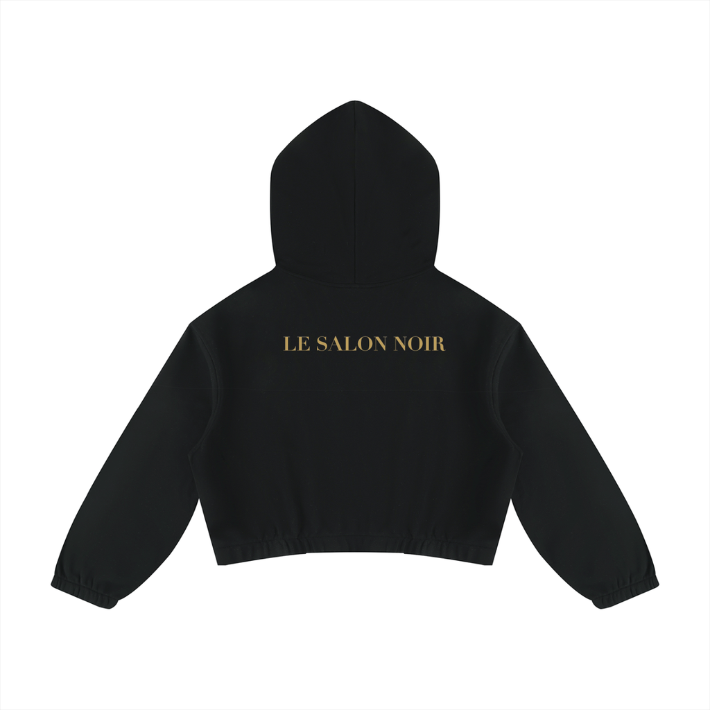 Quarter-Zip Boxy Hoodie — LES ÉTOILES NOIRES | Noir Aesthetic Streetwear