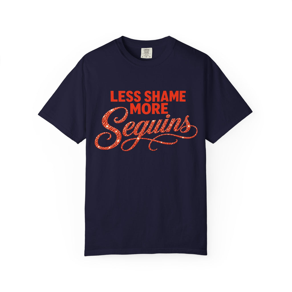 Crewneck Relaxed Fit Tee Shirts | LESS SHAME MORE SEQUINS | CONVERSATION COLLECTION