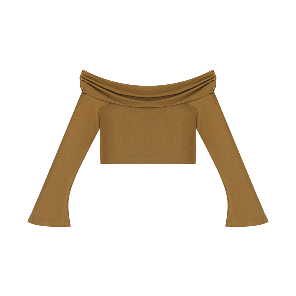 Women's Off-the-Shoulder Bell Sleeve Crop Top