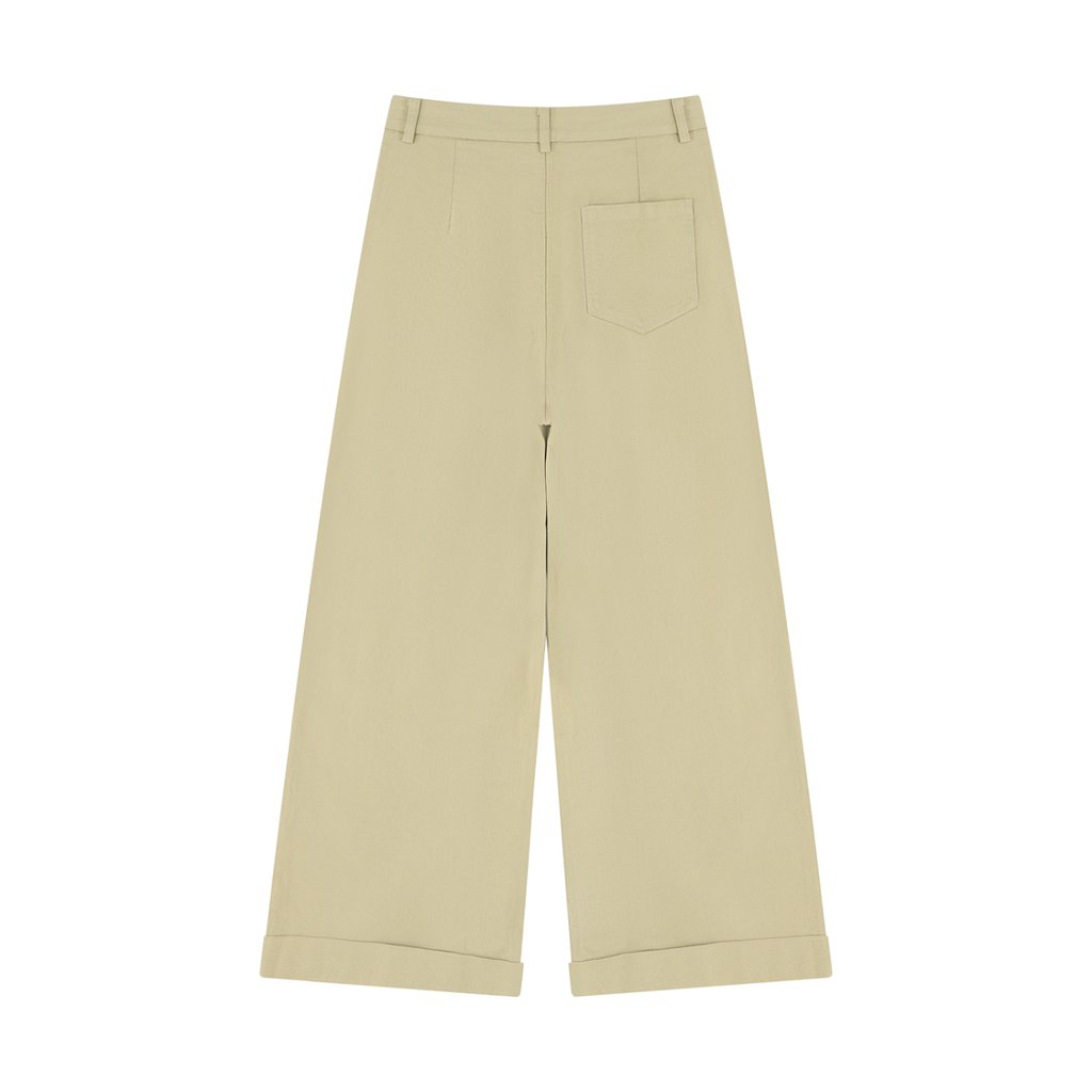 Tencel Wide-Leg Cuff Trousers
