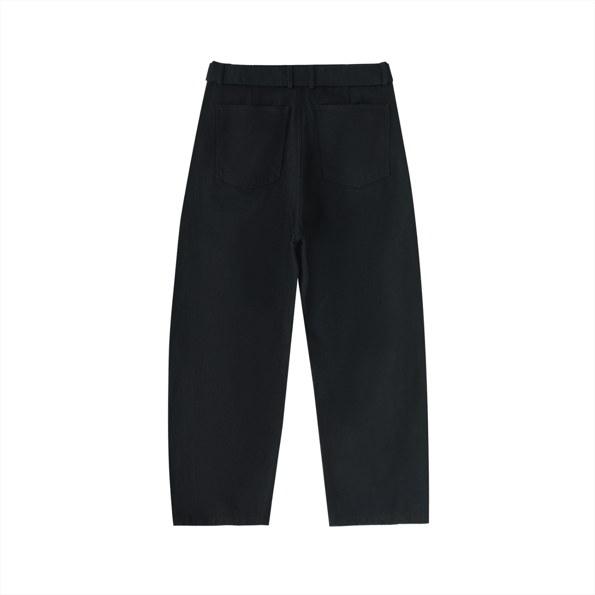 Belted Barrel-leg Chino Pants Black