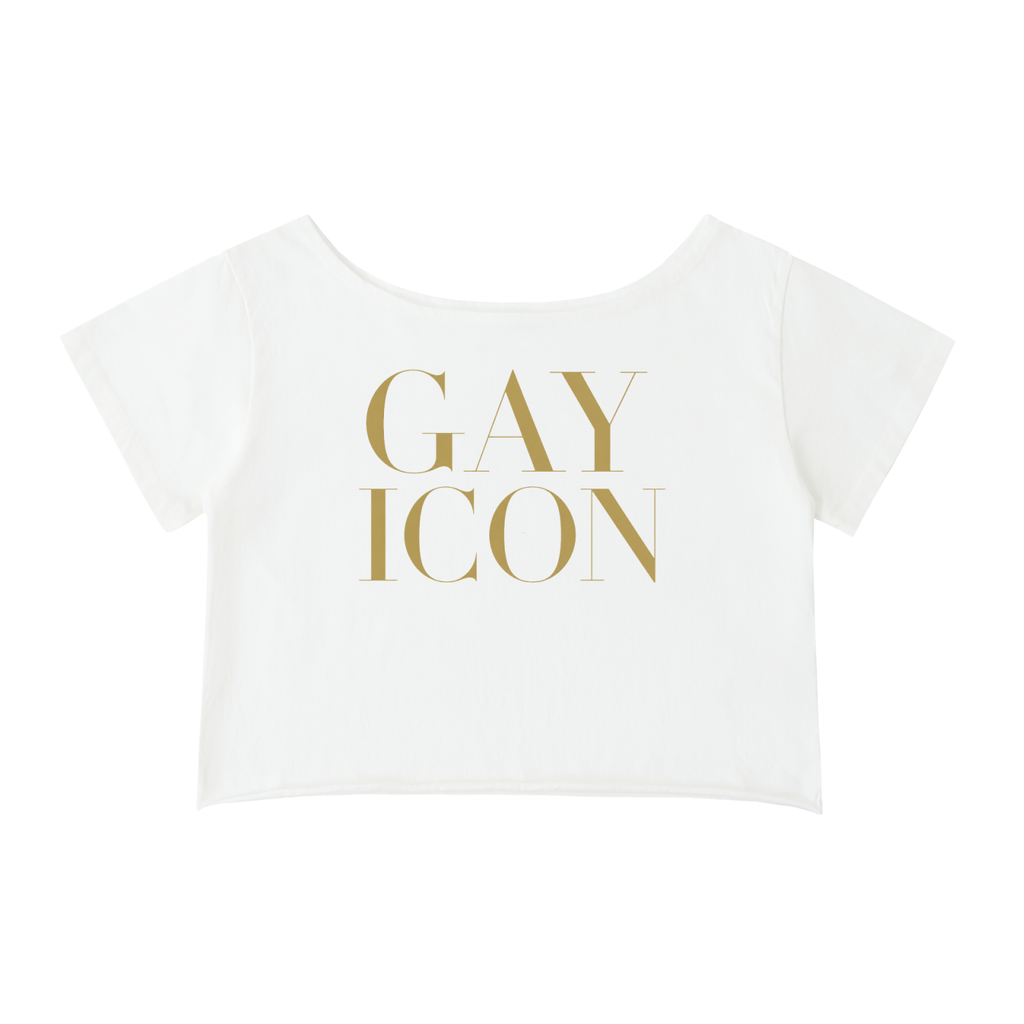 Off-Shoulder Rolled Hem Crewneck Tee |GAY ICON| GAY ICON COLLECTION