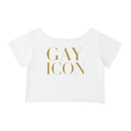 Off-Shoulder Rolled Hem Crewneck Tee |GAY ICON| GAY ICON COLLECTION