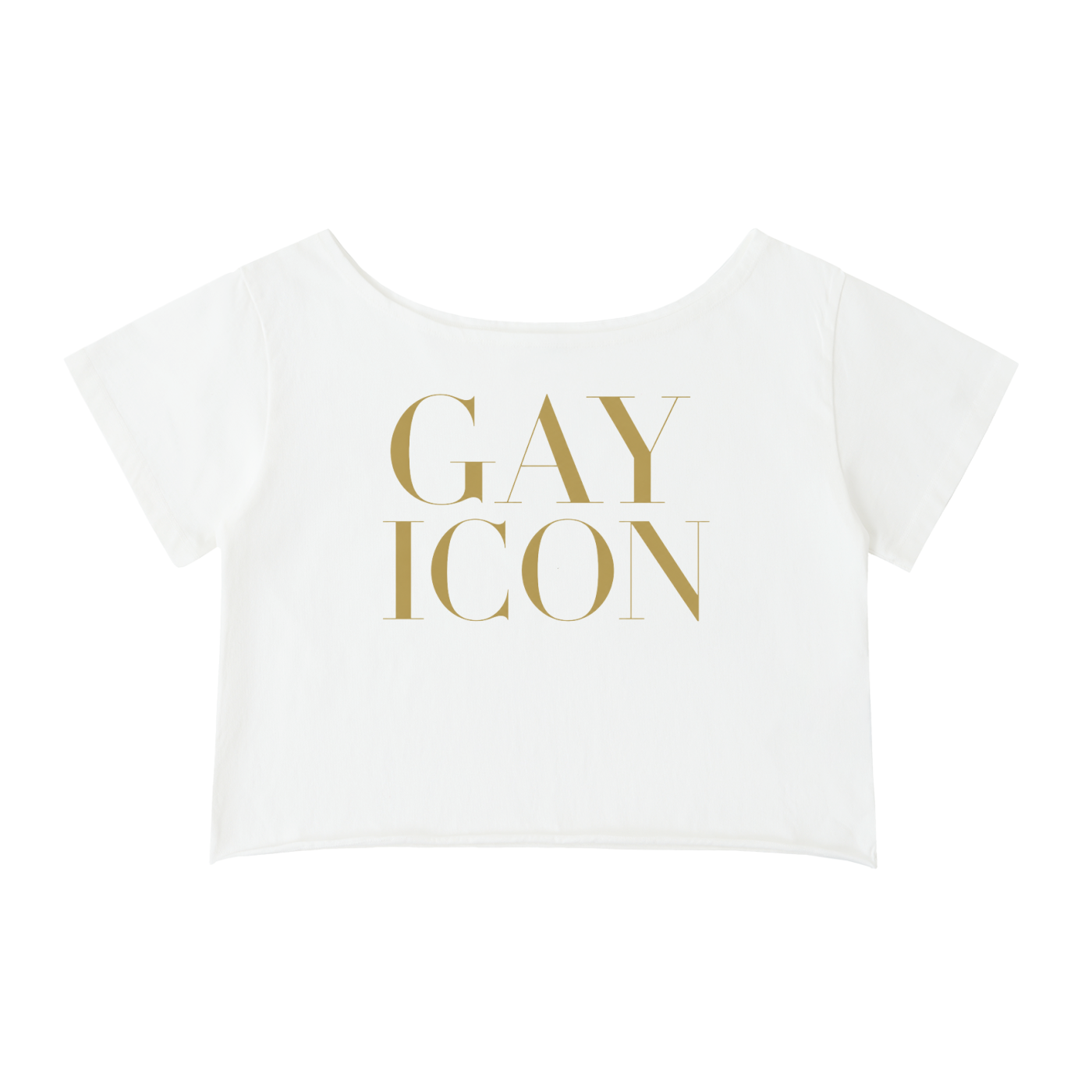 Off-Shoulder Rolled Hem Crewneck Tee |GAY ICON| GAY ICON COLLECTION