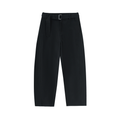 Belted Barrel-leg Chino Pants Black