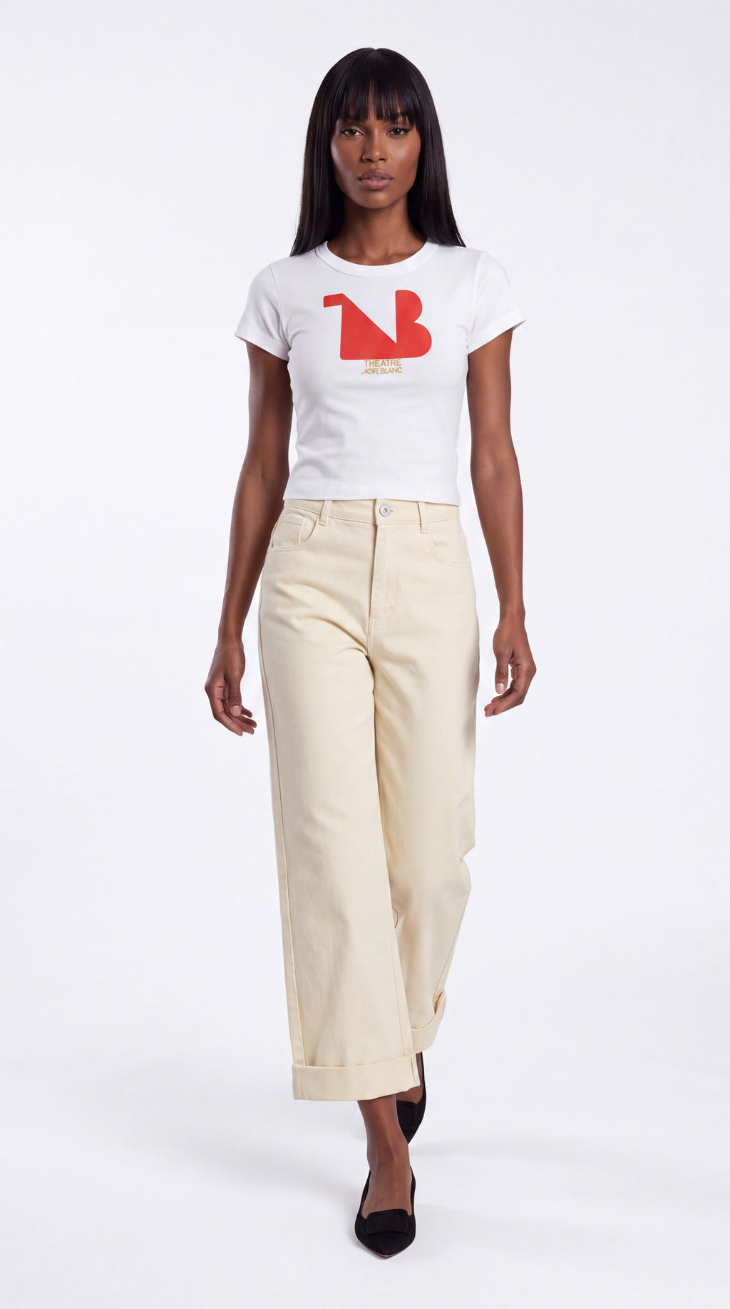 Women's Cropped Crewneck Tee Red Logo