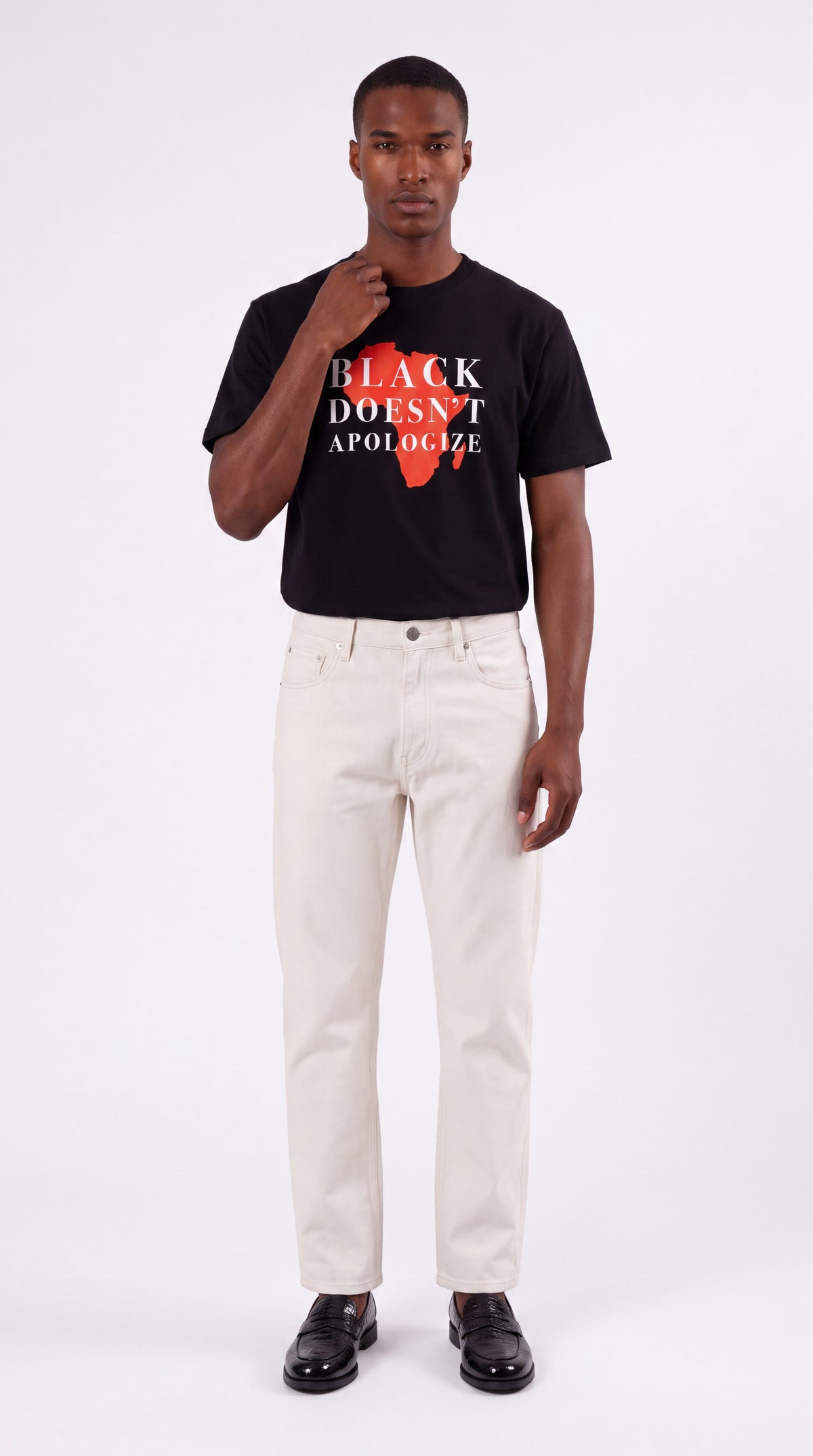 Unisex Seamless 100% Cotton Tee | BLACK DOESN'T APOLOGIZE