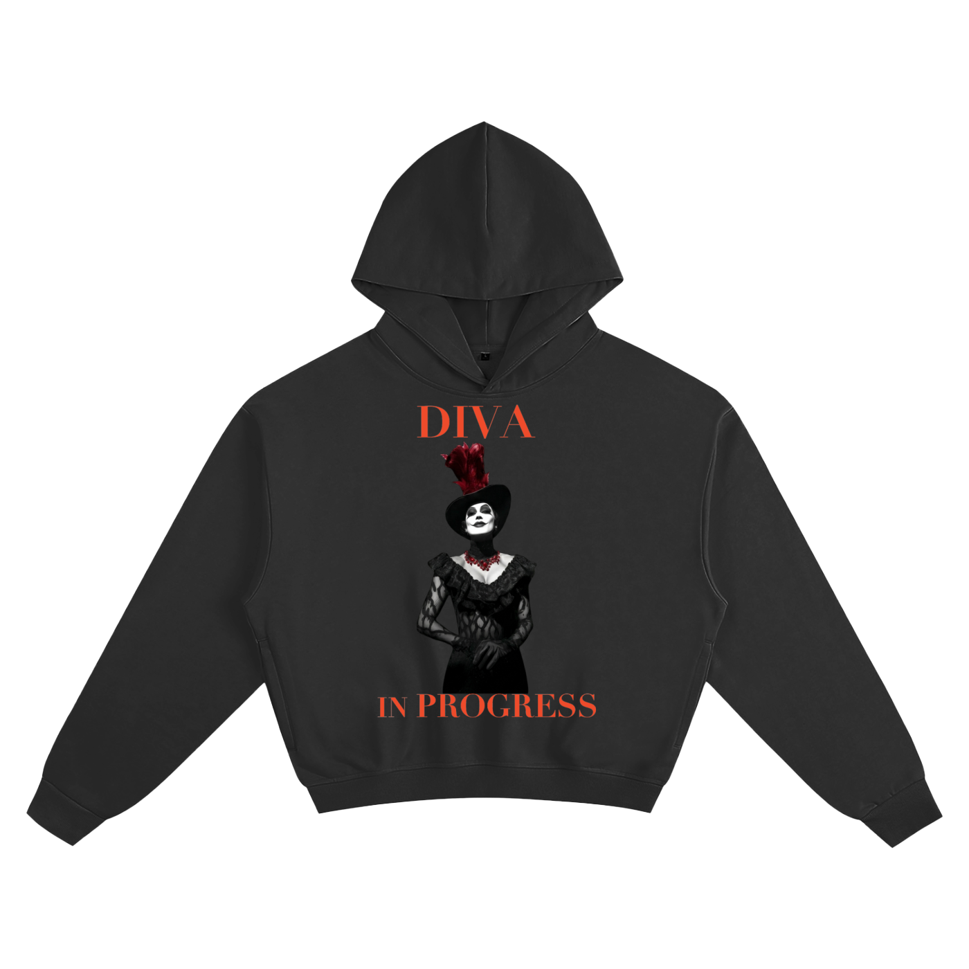 Cropped Unisex Hoodie — DIVA IN PROGRESS | Noir Aesthetic Streetwear