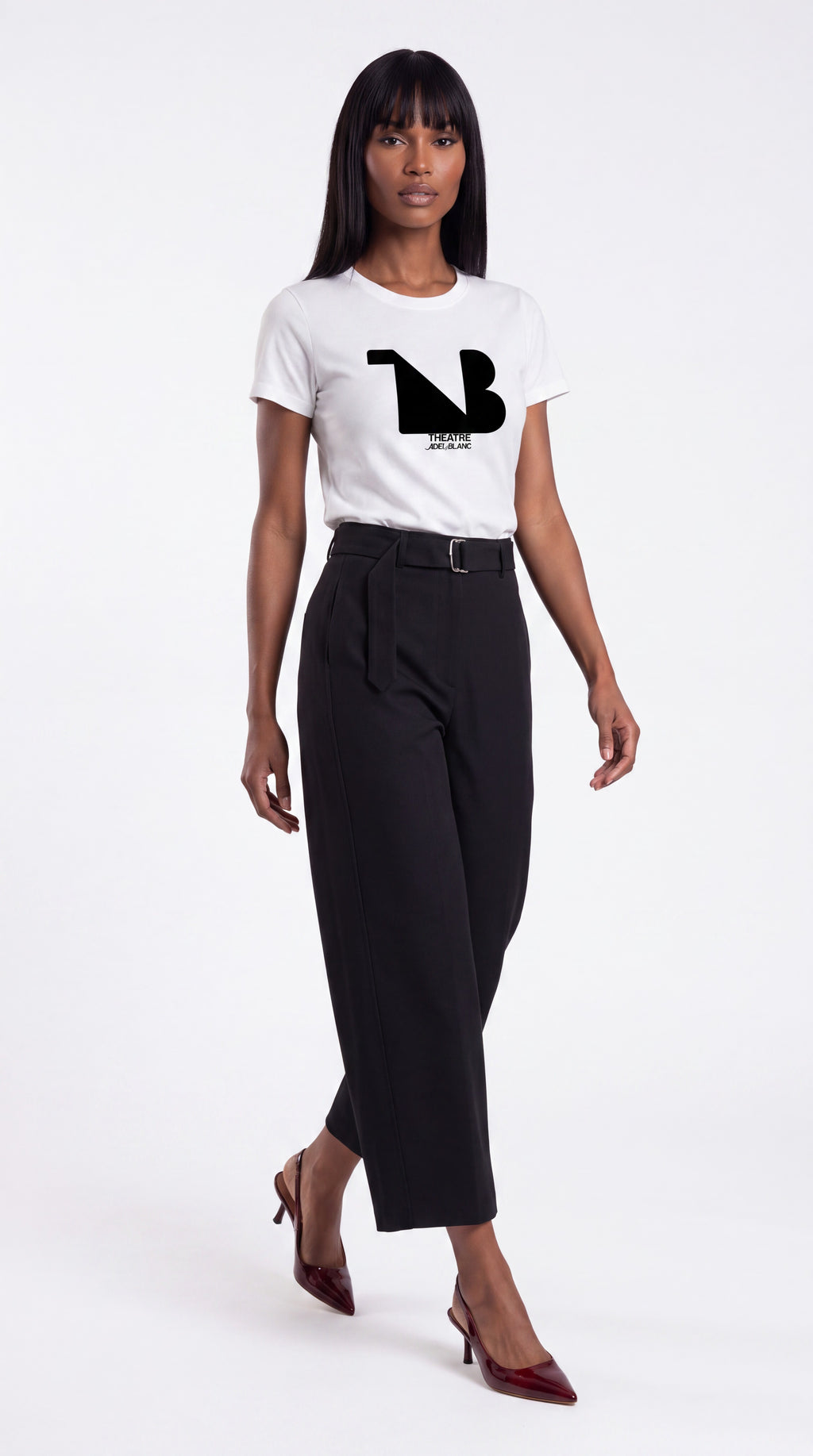 Women's Slim Fit Crewneck Tee Black Logo