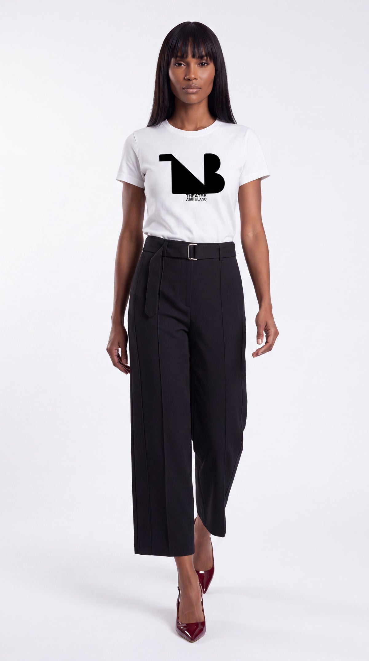 Women's Slim Fit Crewneck Tee Black Logo