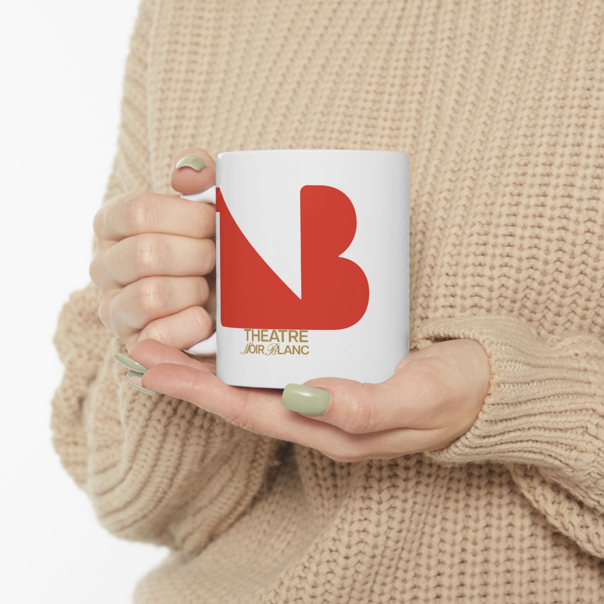 Theatre Noir Blanc Ceramic Mug - Red Logo
