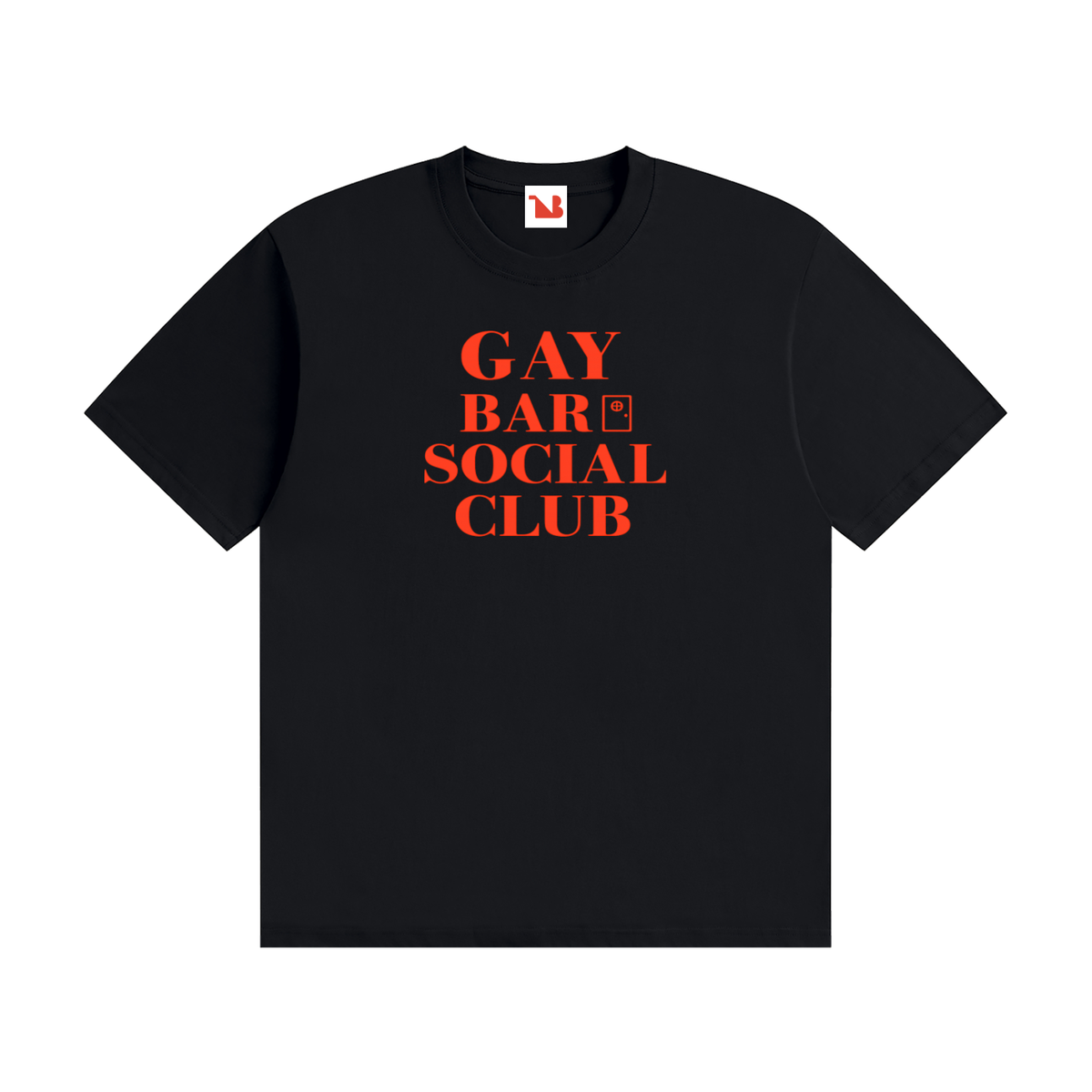 Unisex Seamless 100% Cotton Tee | GAY BAR SOCIAL CLUB Red Logo