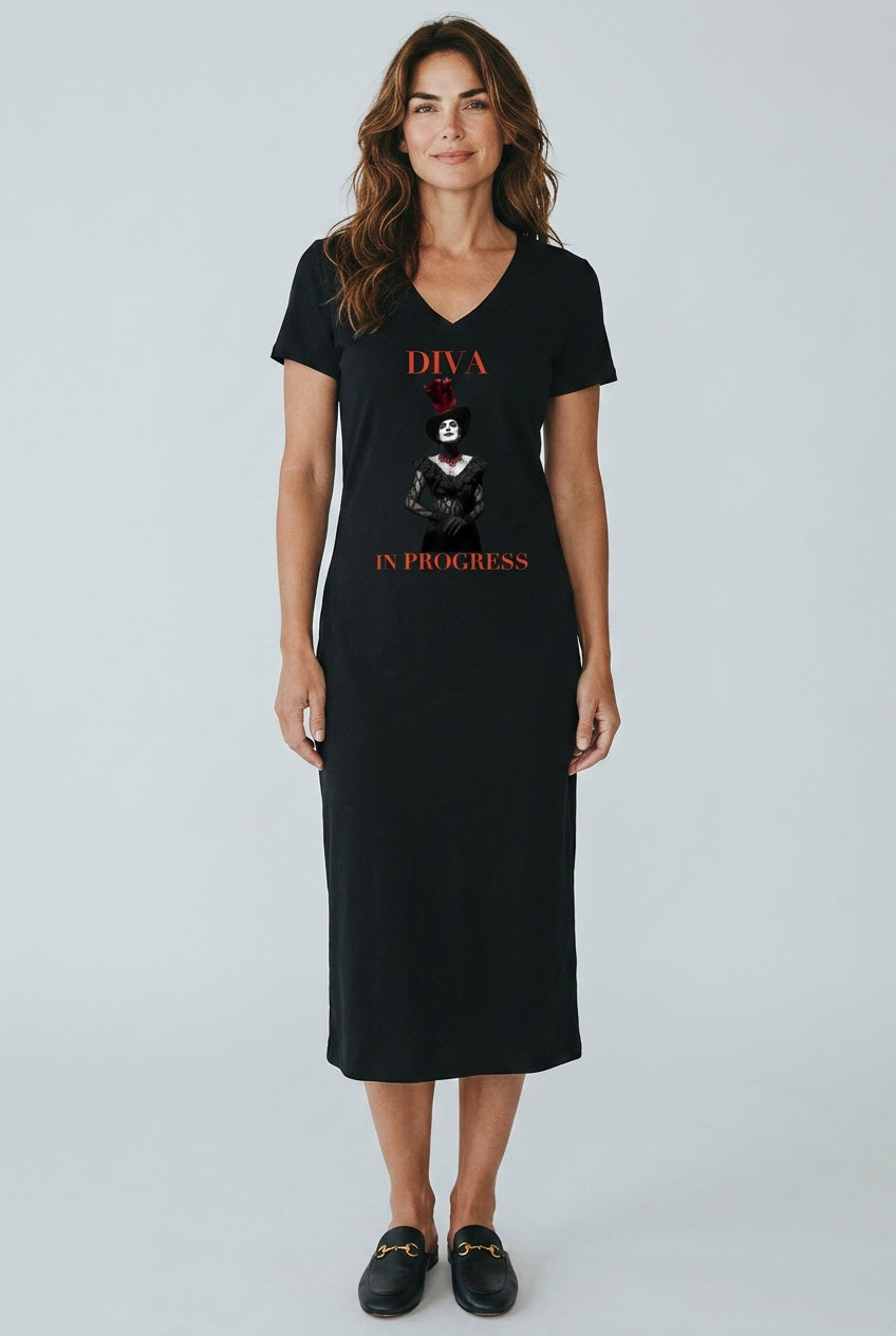 V-Neck Maxi Dress — DIVA IN PROGRESS | Dark Feminine Fashion