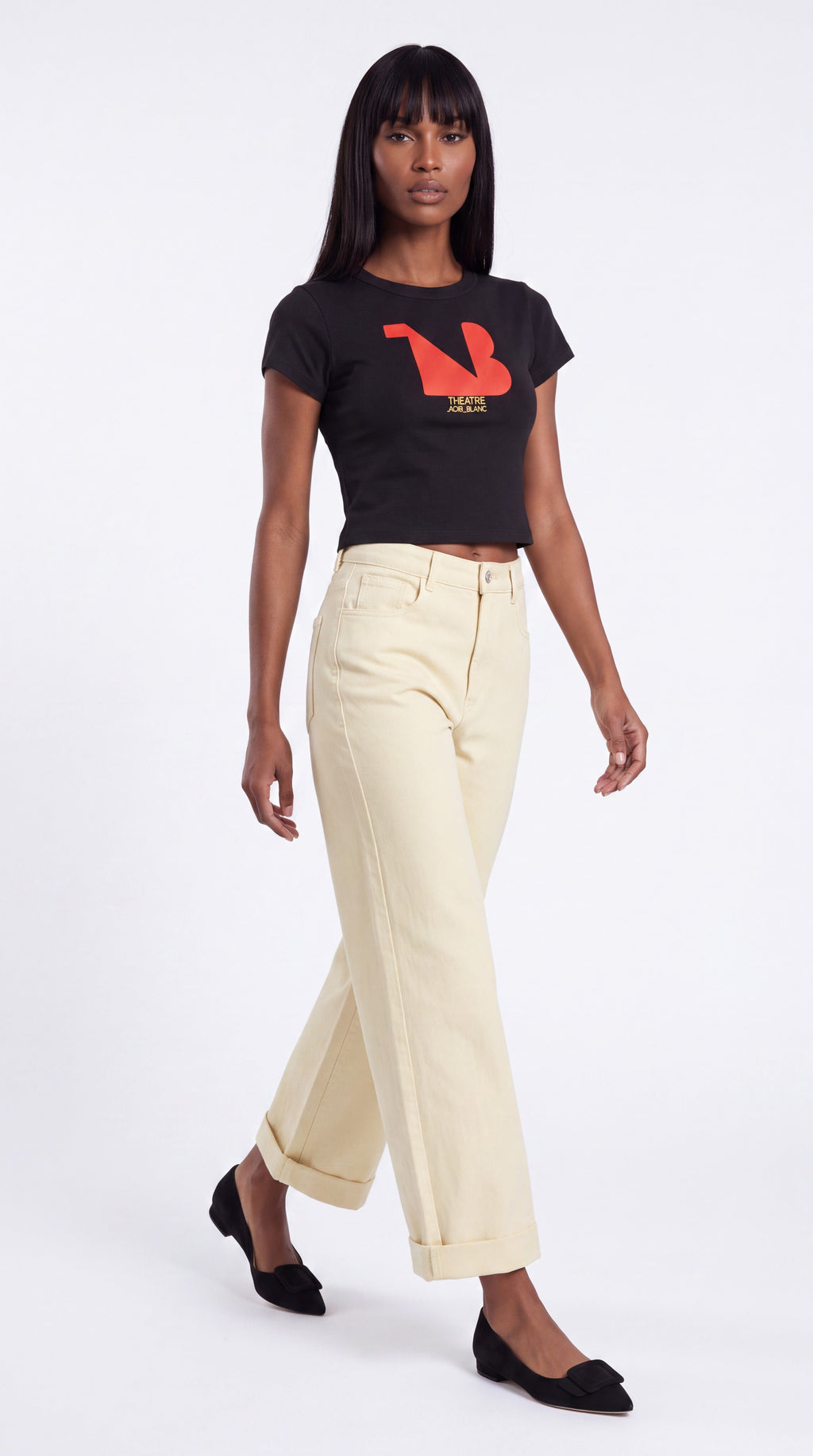 Women's Cropped Crewneck Tee Red Logo