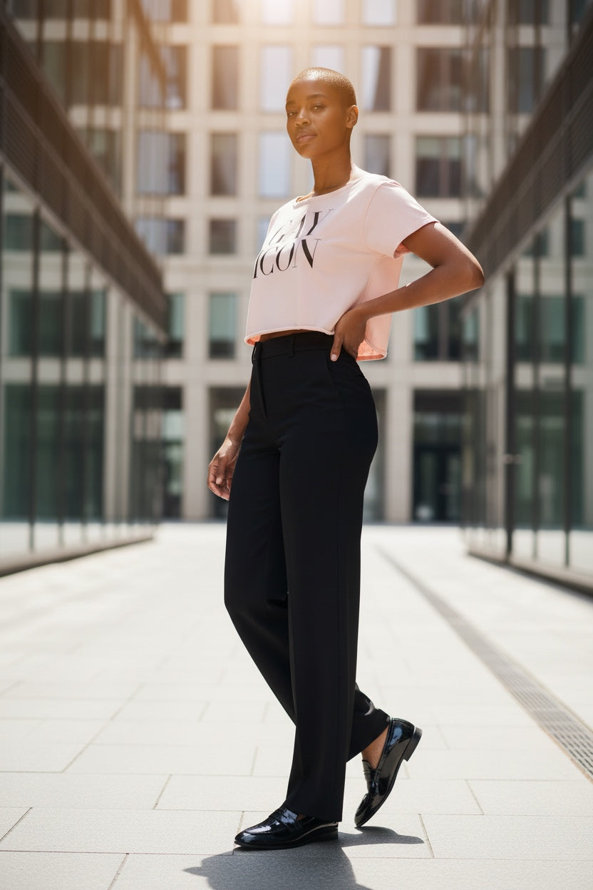 Off-Shoulder Rolled Hem Crewneck Tee |GAY ICON| GAY ICON COLLECTION
