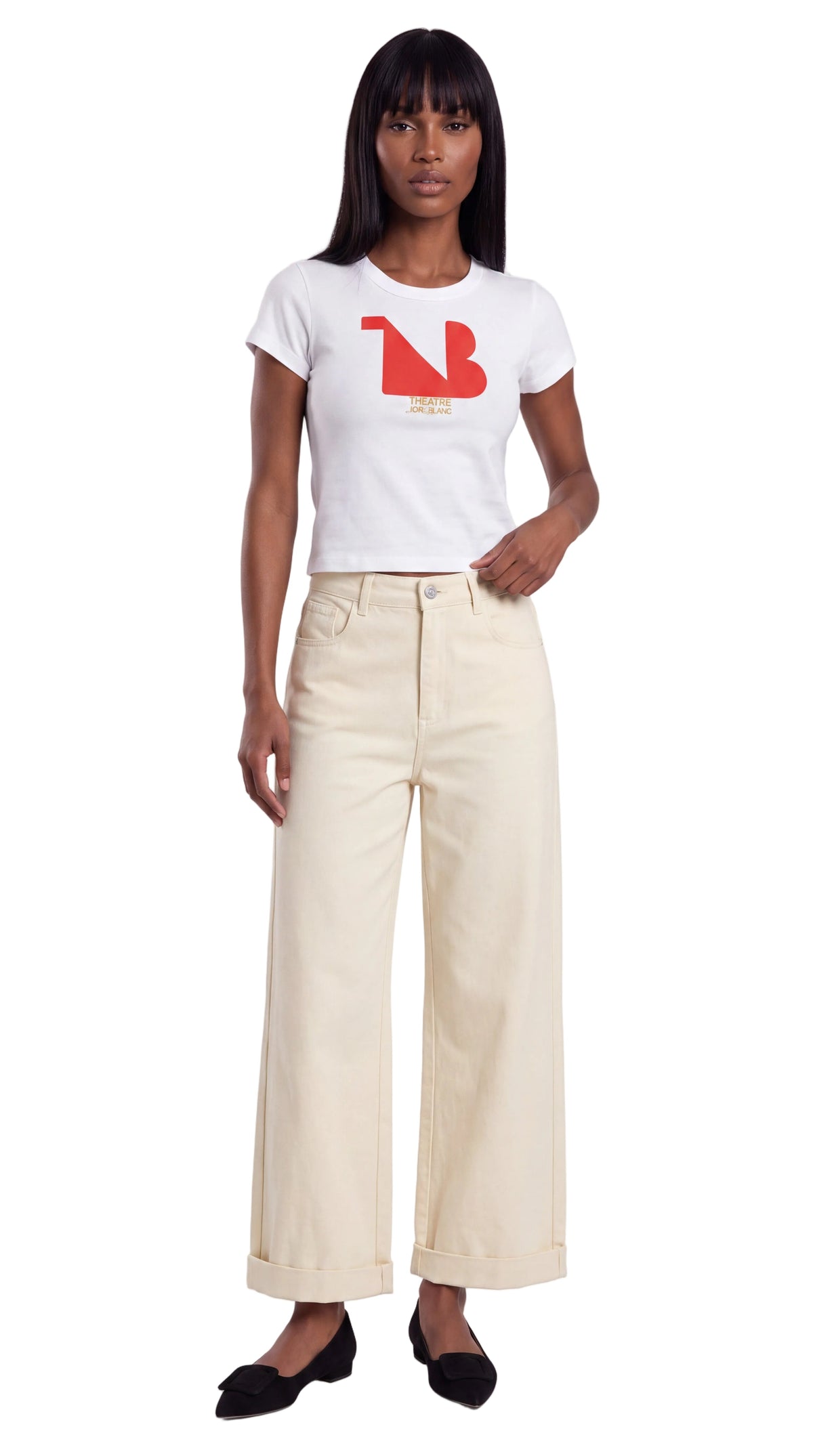 Women's Cropped Crewneck Tee Red Logo