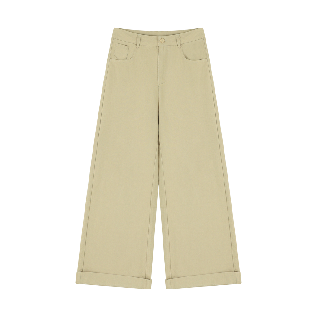 Tencel Wide-Leg Cuff Trousers