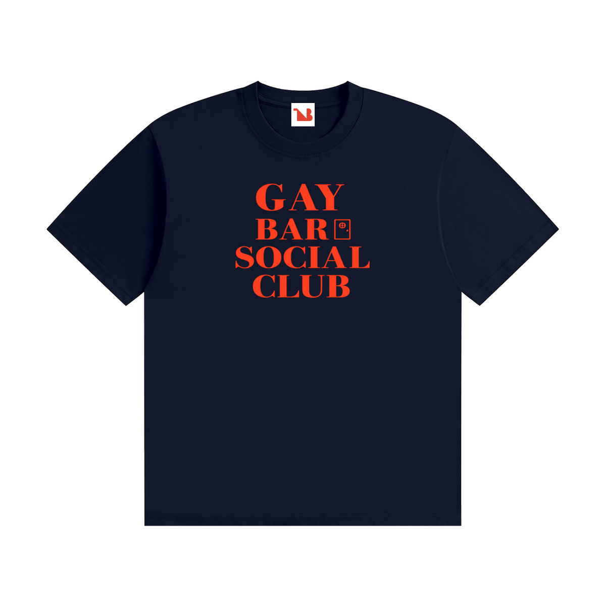 Unisex Seamless 100% Cotton Tee | GAY BAR SOCIAL CLUB Red Logo