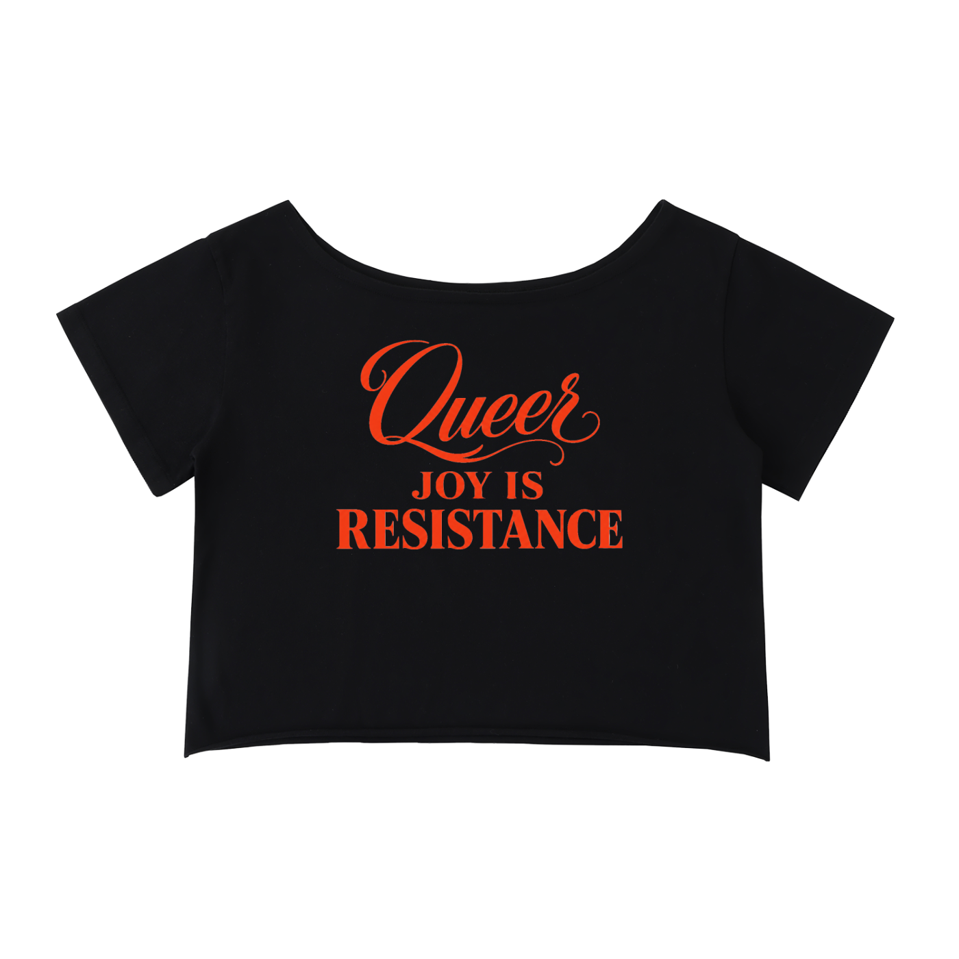 Off-Shoulder Rolled Hem Crewneck Tee |QUEER JOY IS RESISTANCE | CONVERSATION COLLECTION