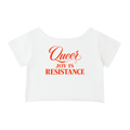 Off-Shoulder Rolled Hem Crewneck Tee |QUEER JOY IS RESISTANCE | CONVERSATION COLLECTION