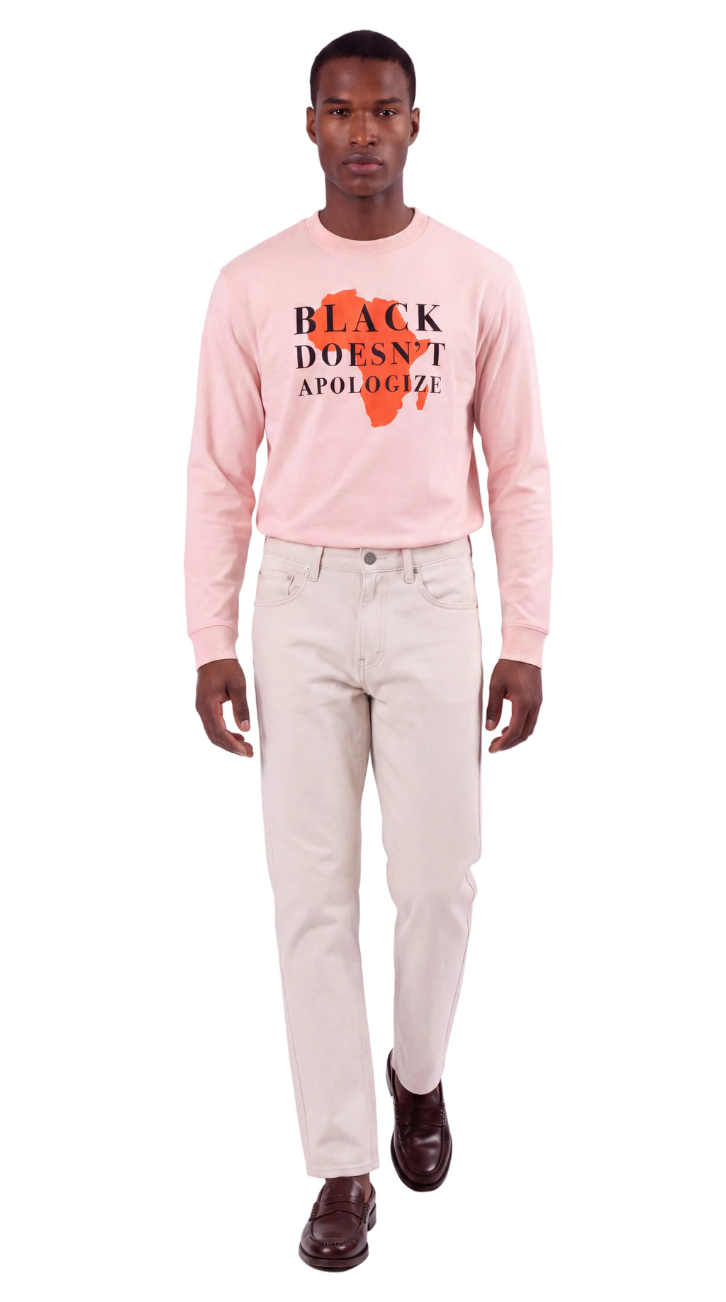 Unisex Loose Fit Long-Sleeve Crewneck Tee | BLACK DOESN'T APOLOGIZE
