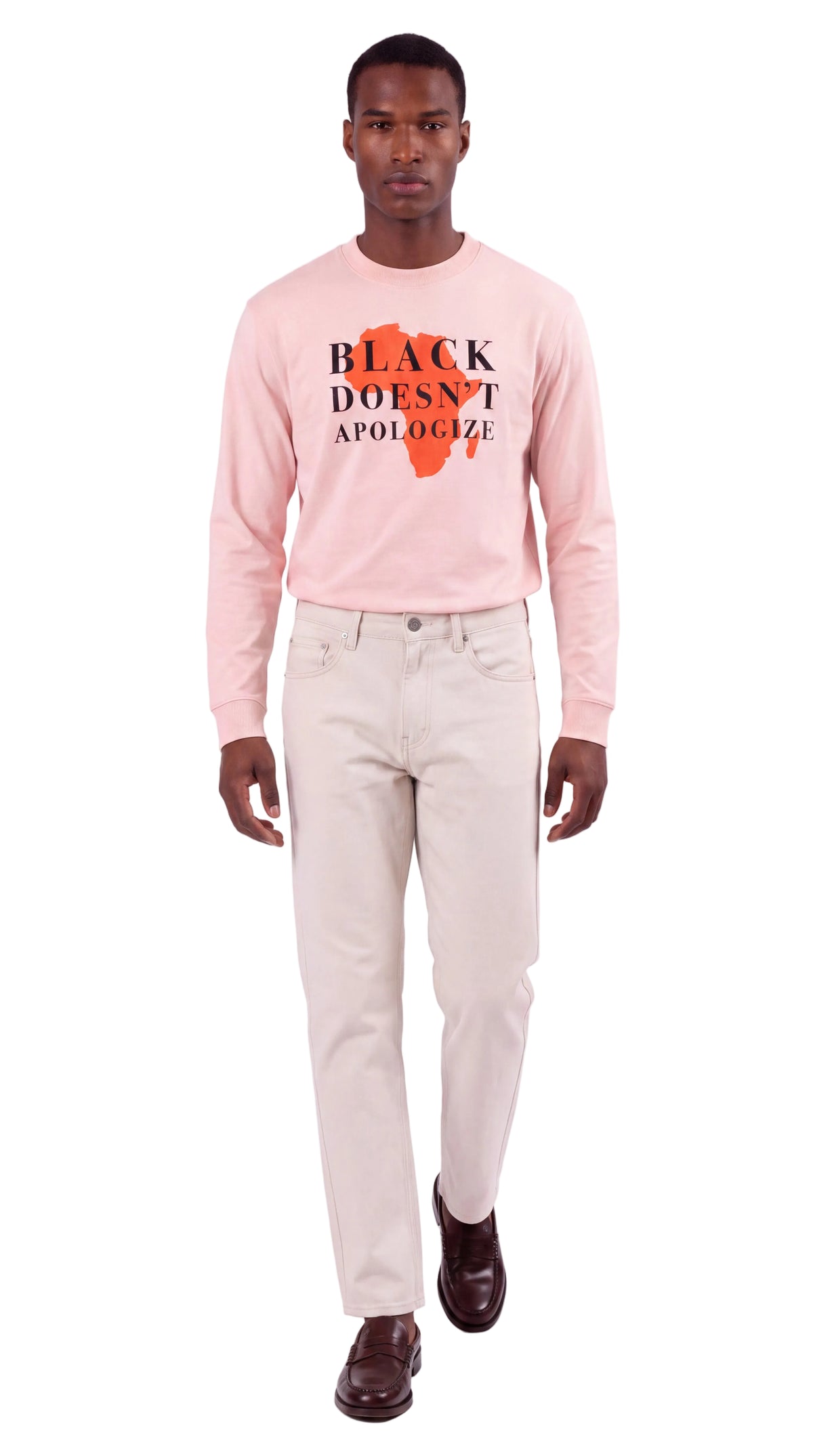 Unisex Loose Fit Long-Sleeve Crewneck Tee | BLACK DOESN'T APOLOGIZE