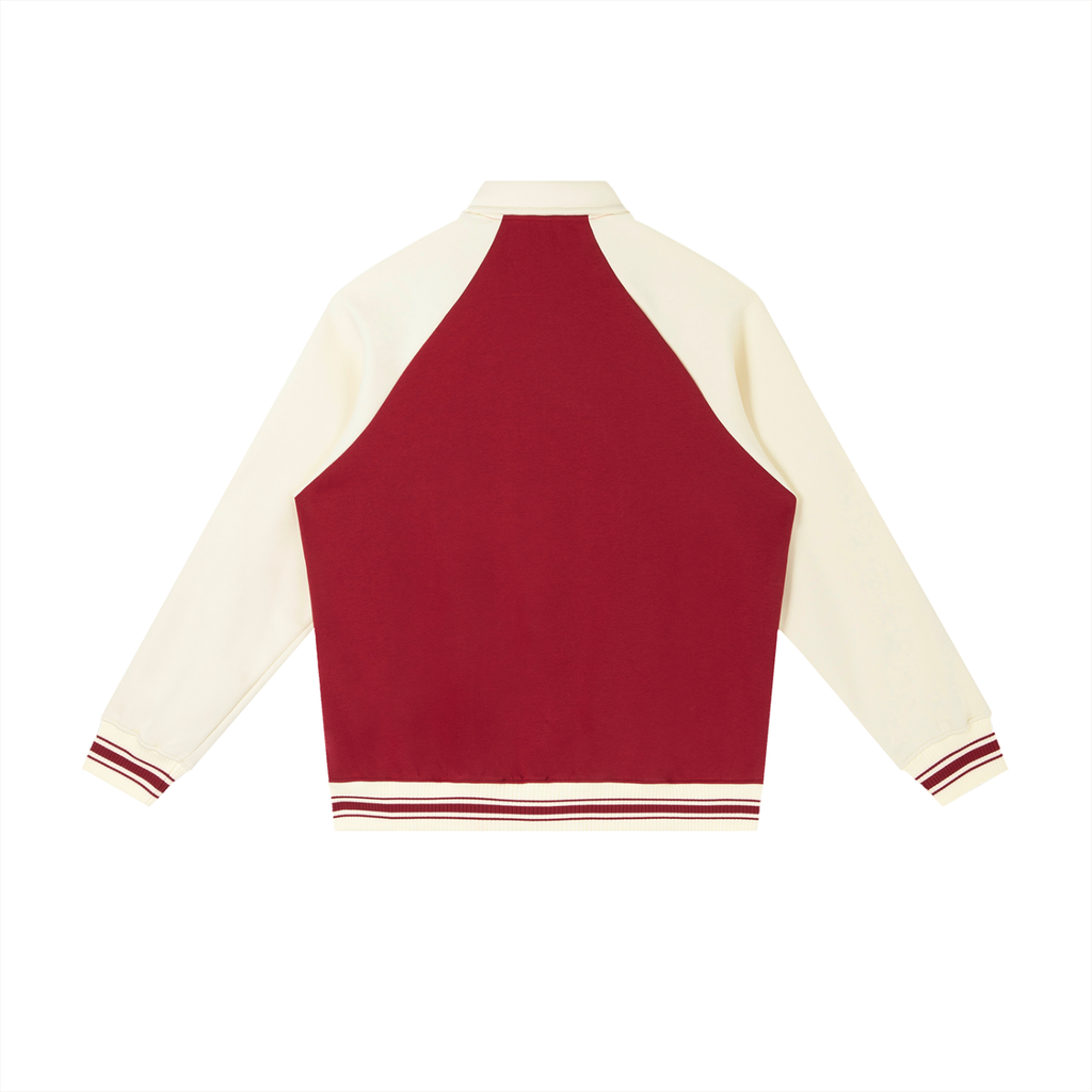 Unisex Contrast Raglan Sleeve Baseball Jacket