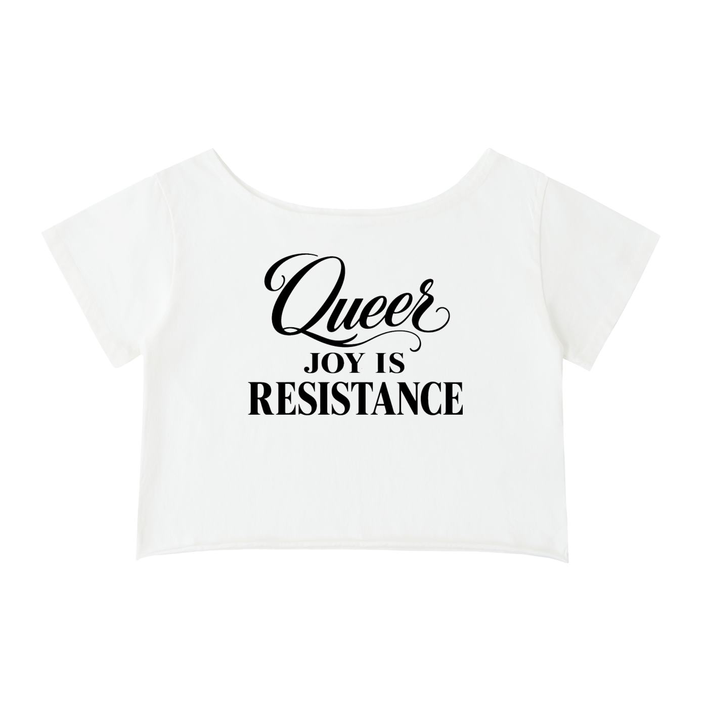 Off-Shoulder Rolled Hem Cotton T-Shirt |QUEER JOY IS RESISTANCE | CONVERSATION COLLECTION