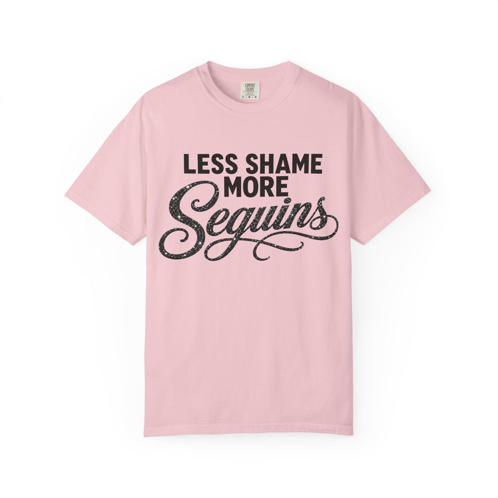 Crewneck Relaxed Fit Tee Shirt | LESS SHAME MORE SEQUINS | CONVERSATION COLLECTION