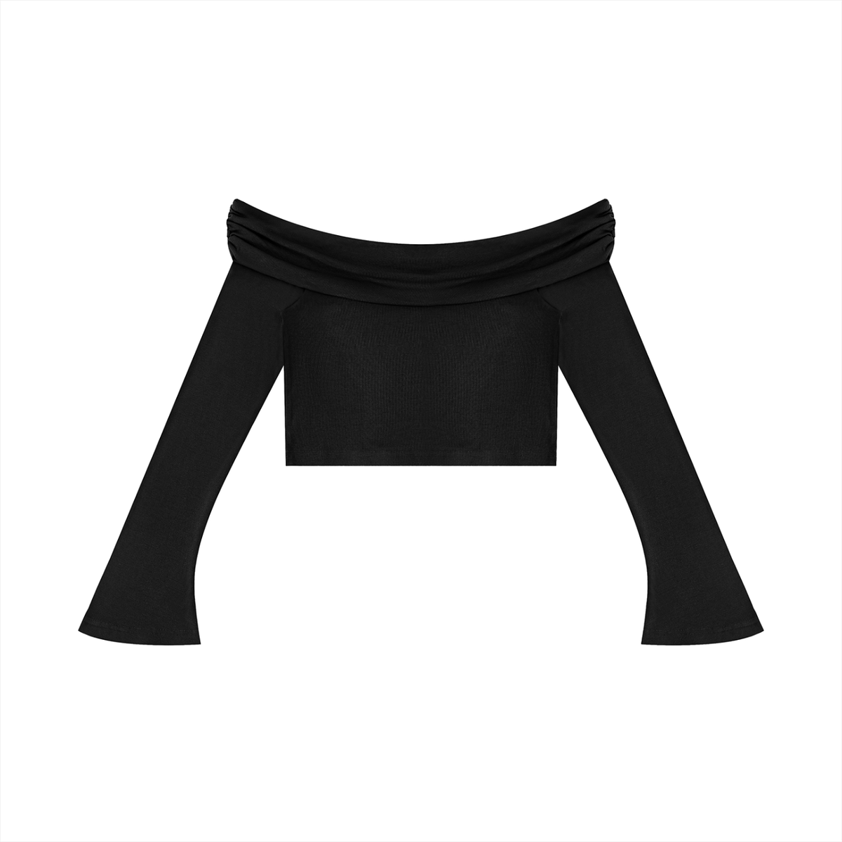 Women's Off-the-Shoulder Bell Sleeve Crop Top