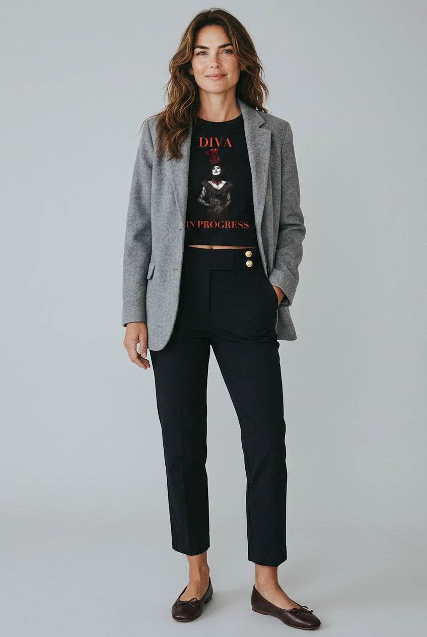 Fitted Crop Graphic Tee — DIVA IN PROGRESS | Noir Aesthetic