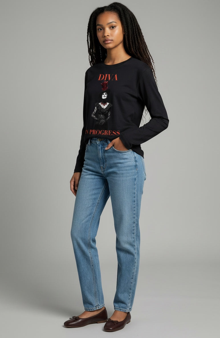Heavyweight Long Sleeve Tee — DIVA IN PROGRESS | Noir Aesthetic