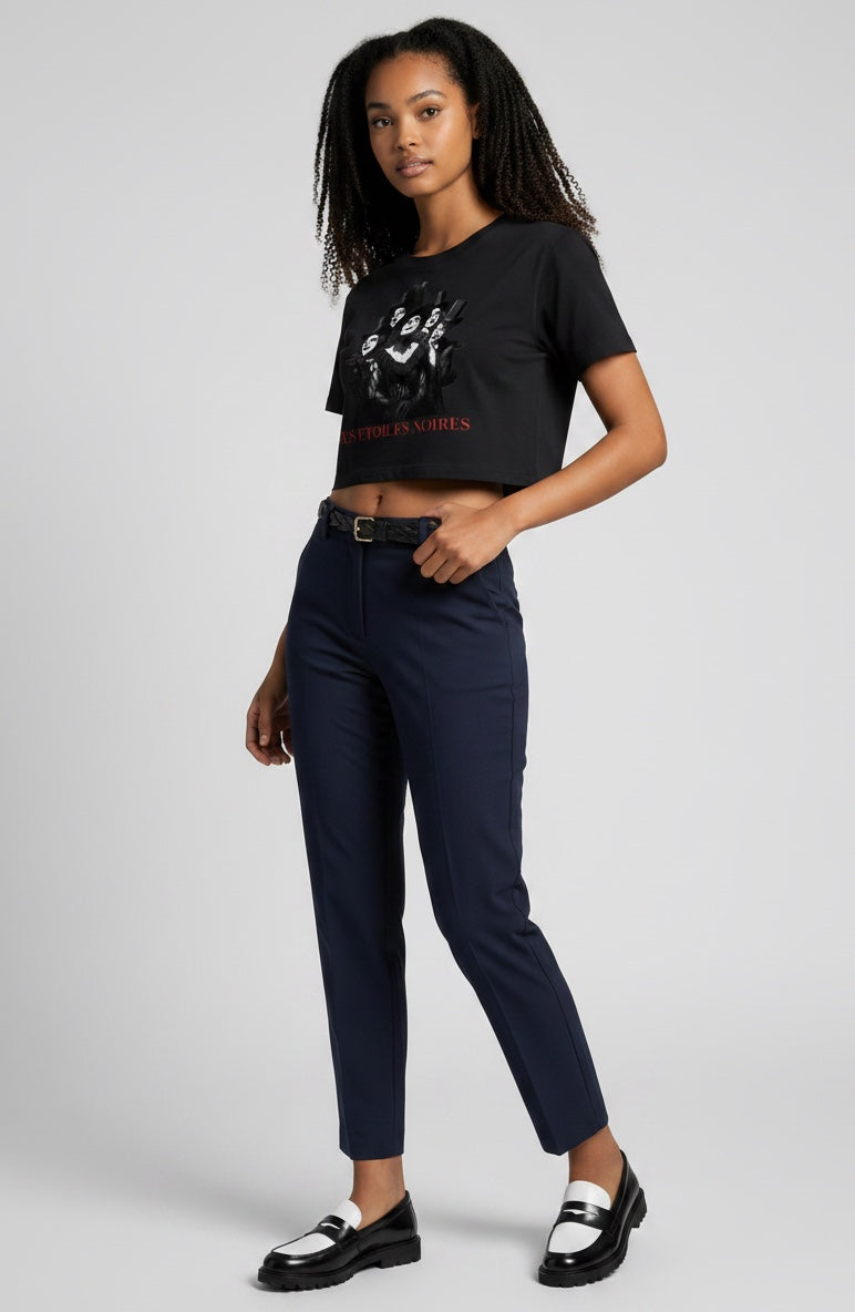 Fitted Crop Graphic Tee — LES ÉTOILES NOIRES | Theatre Aesthetic