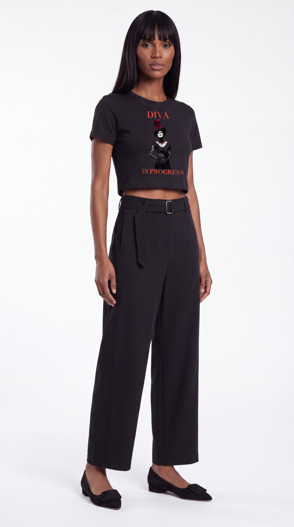 Women's Fitted Crop Graphic Tee | DIVA IN PROGRESS