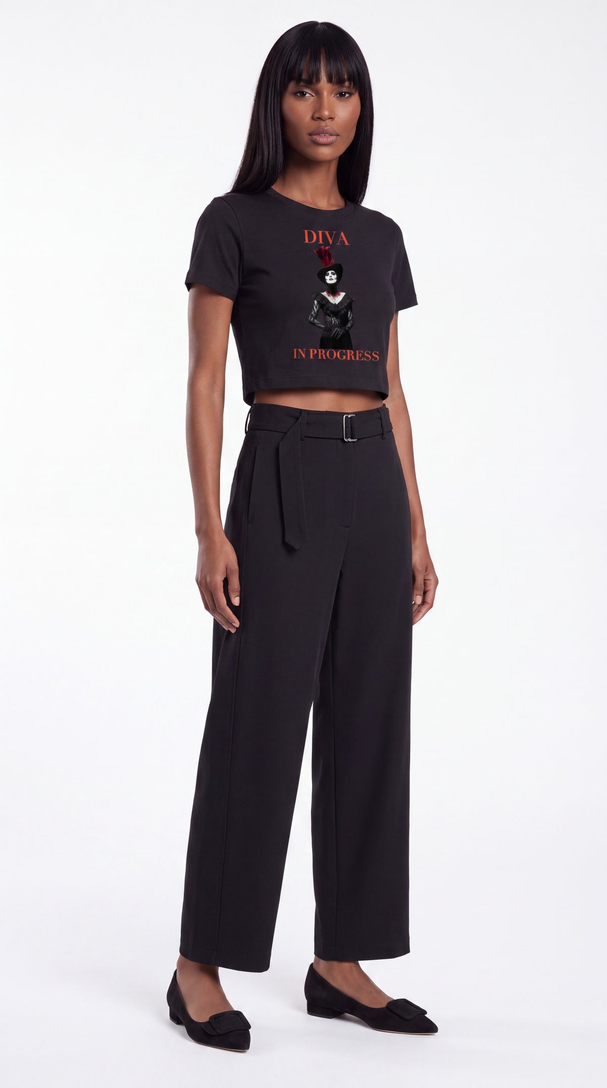 Women's Fitted Crop Graphic Tee | DIVA IN PROGRESS